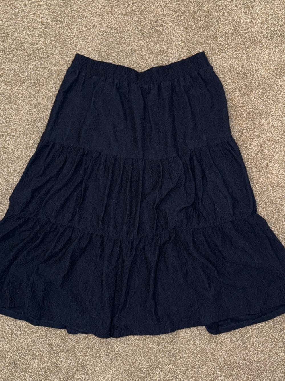 Michael Kors Black Tiered Midi Skirt
